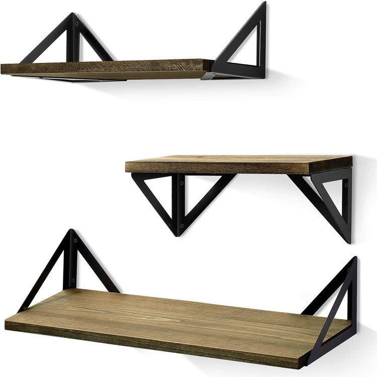 Repisas Flotantes de Madera y Metal Industrial - Estilo Rústico Decorativo (Set 2 pzas)