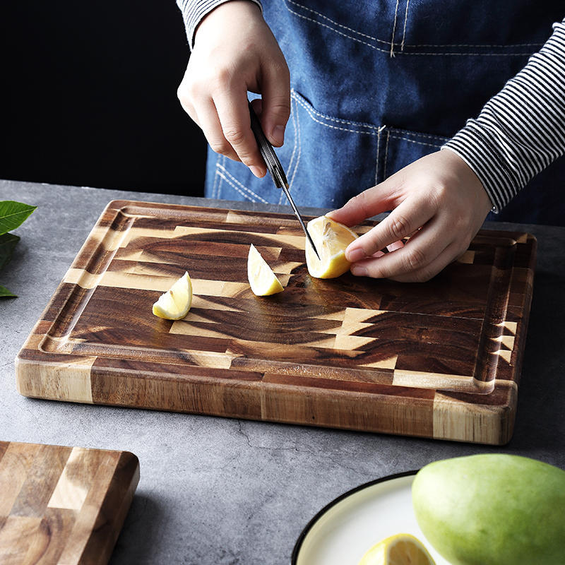 Tabla de Cortar de Madera de Acacia con Diseño Parquet - 3 cm de Grosor