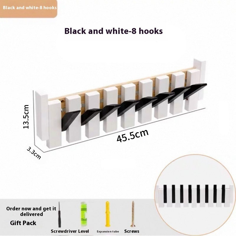 Perchero de Pared Estilo Piano en Madera Sólida - Organizador Nórdico