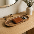 Bandeja Ovalada de Madera de Acacia - Vaciabolsillos Organizador Minimalista