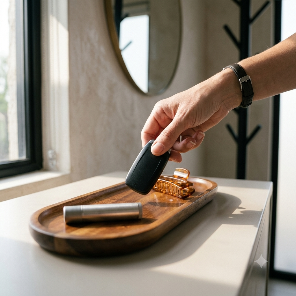 Bandeja Ovalada de Madera de Acacia - Vaciabolsillos Organizador Minimalista