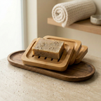 Jabonera de Bambú Natural - Escurridor Minimalista para Baño y Cocina