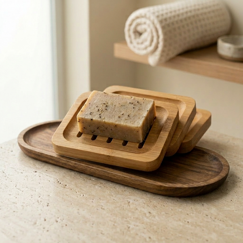 Jabonera de Bambú Natural - Escurridor Minimalista para Baño y Cocina