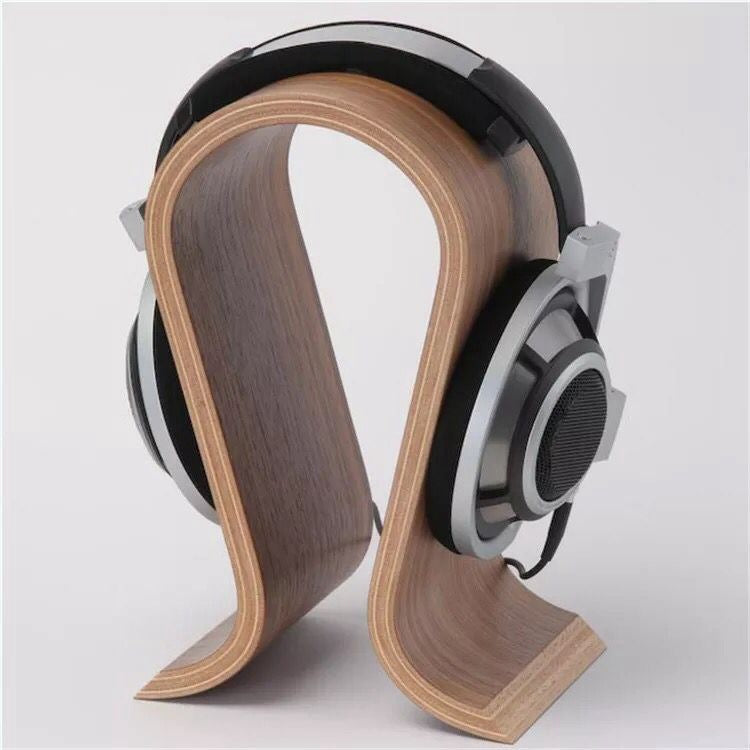 Soporte para Audífonos en Madera Sólida - Diseño Contemporáneo Nogal