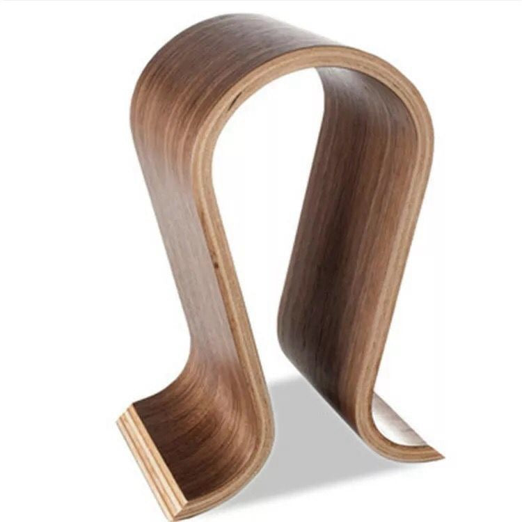 Soporte para Audífonos en Madera Sólida - Diseño Contemporáneo Nogal