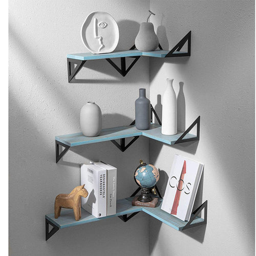 Repisas Flotantes de Madera y Metal Industrial - Estilo Rústico Decorativo (Set 2 pzas)