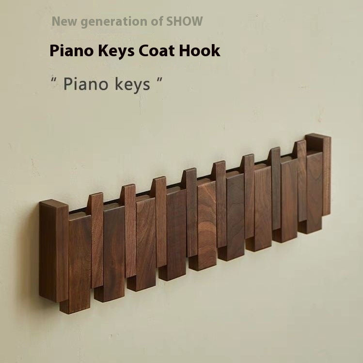 Perchero de Pared Estilo Piano en Madera Sólida - Organizador Nórdico