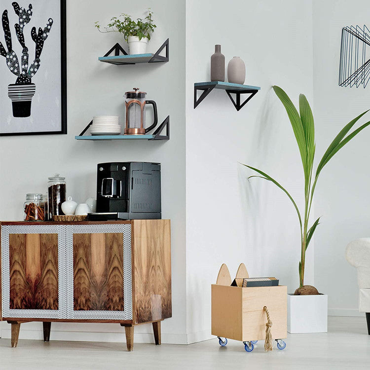 Repisas Flotantes de Madera y Metal Industrial - Estilo Rústico Decorativo (Set 2 pzas)