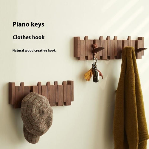 Perchero de Pared Estilo Piano en Madera Sólida - Organizador Nórdico